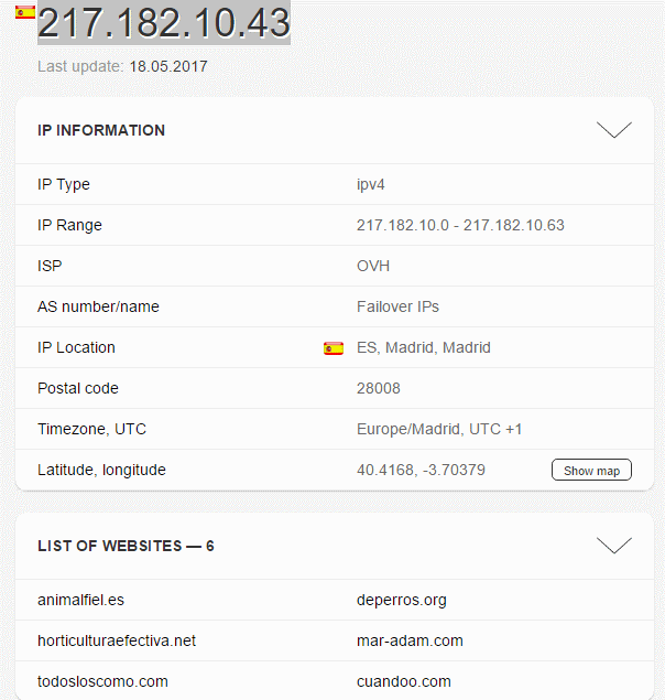 Datos de IP de Dean Romero